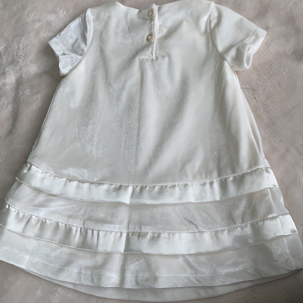 Koala Kids Ivory Velveteen Baby Girl Dress 6M Satin Trim EUC - Picture 12 of 13